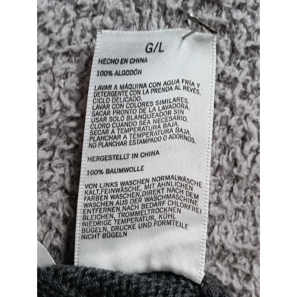 Nautica Men's Sweater Large Gray 100% Cotton Cable Knit Crewneck